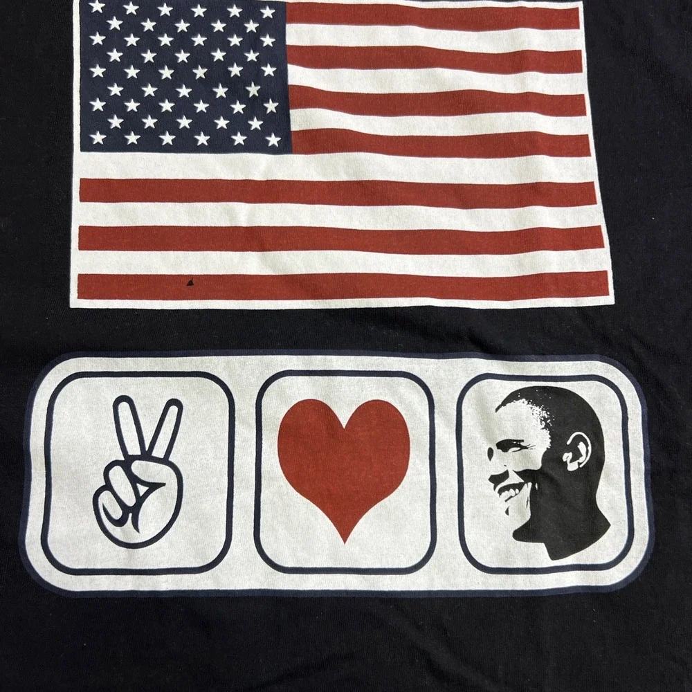 Obama For Change American Flag‎ T-Shirt Black Size Large U-Top Short Sleeve - Picture 5 of 9